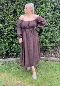 SELL - Manon Dark Chocolate Linen Midi