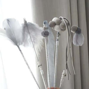5-Piece Cat Wand Toy Bundle Feather Bell Plush Interactive Teasers