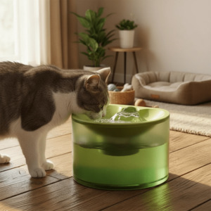 Pet Water Fountain with Natural Spring Flow Black & Green