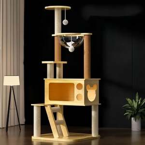 Cat Furniture Design: Wooden Cat Tree with Space Capsule 138CM