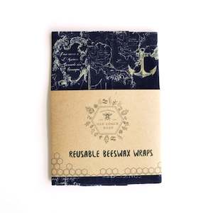 Beeswax Food Wraps: Single - Medium Beeswax Food Wraps (Nautical Print)