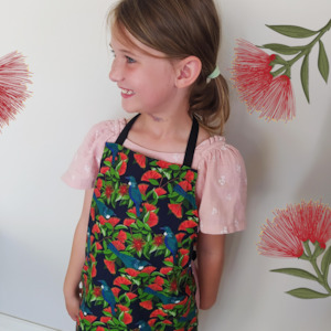 Children's Aprons: Childrens Apron Kiwiana Tuis and Puhutukawas