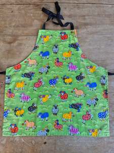 Aprons 1: Children's Apron Kiwiana Farm Fun Sheep Green