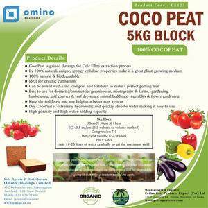 Products: CocoPeat 100% - 5kg Compressed Block Omino