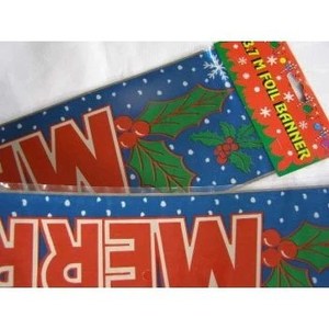 Deco: Xmas Banner Merry Christmas Foil 3.7m