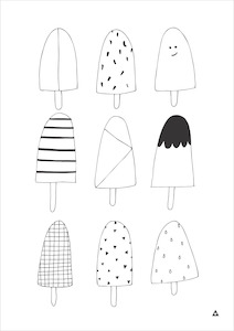 Food: Ice Blocks Black & White Art Print