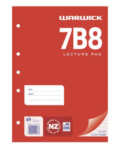 Stationery Ar: PAD LECTURE WARWICK 7B8 7MM RULED A4 75LF - Stationery-General : Onehunga Books & Stationery - WARWICK REFILL PADS OPTIONAL BTS2025