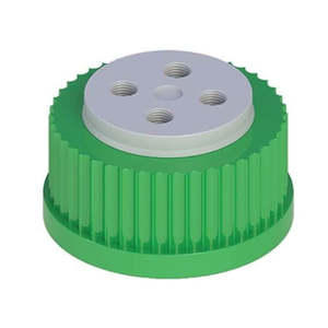 Specialty Instrumentation: Cole-Parmer VapLock™ Solvent Delivery Cap with EPDM Air Inlet Valve, Four 1/4-28 ports, GL45