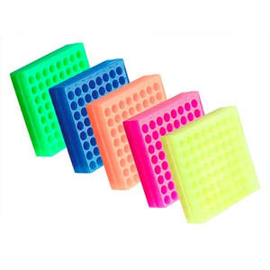 Plasticware: Rack 64-Place Flipper Rack, Fluorescent Assorted (rack only)