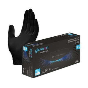GloveOn®-Hammer Black Nitrile Exam Gloves, Standard Cuff, Small (Carton of 10 &hellip;