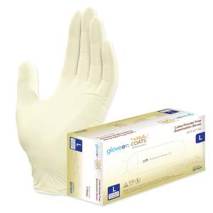 Gloves Hand Safety: GloveOn® COATS® Colloidal Oatmeal Coated Latex Exam Gloves, Large (previously MUNNCTS53LL)
