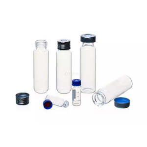 Blue screw cap, 9mm, PP material, Centre hole 6mm, White PTFE/Red Silicone Septa (cap only)