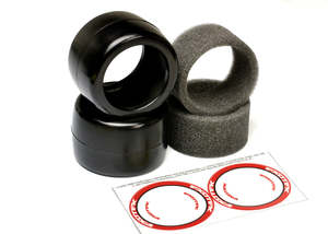 EXOTEK Racing: F1 1/10 RUBBER TIRES- REAR 28X (DOUBLE RED-SUPER SOFT)