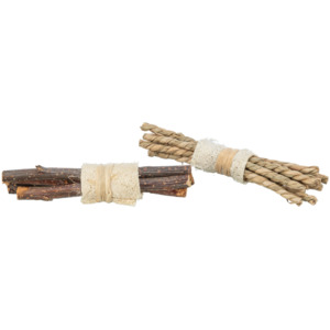 Enrichment: Seagrass & Wood Gnawing Sticks w/Loofa 2 Pack
