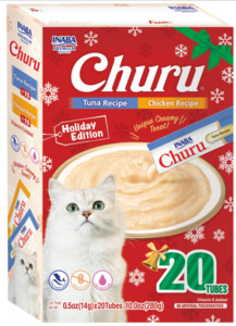 Cat Food Treats: Inaba Churu Tuna & Chicken Recipe Holiday Edition