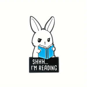 For Humans: Shhh I'm Reading Bunny Badge