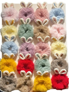For Humans: Rabbit Hair Tie Plush Assorted Colours