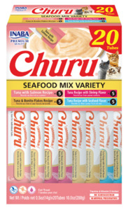 Cat Food Treats: Inaba Churu Seafood Mix Variety Box (20 x 14g)