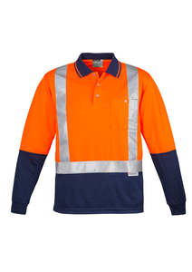 Polos: Mens Hi Vis Spliced Long Sleeve Polo - Shoulder Taped ZH234