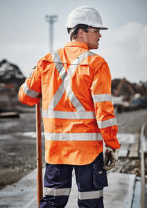 Work Shirts: Mens Hi Vis X Back Taped Long Sleeve Shirt ZW690