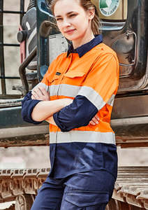 Work Shirts: Womens Rugged Cooling Hi Vis Taped Long Sleeve Shirt ZW720