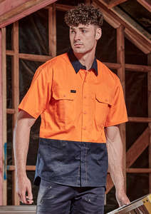 Hi Vis Long Sleeve Shirts: Mens Hi Vis Short Sleeve Shirt ZW115