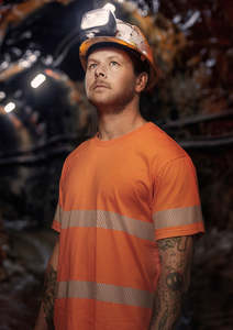 Hi Vis Singlets Tees: Mens Hi Vis Segmented Tape Cotton Tee Shirt ZH510