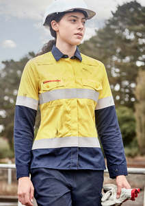 Flame Retardant Workwear: Womens Orange Flame Lightweight Ripstop Taped Shirt ZW170