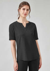 Blouses: Womens Ruche Short Sleeve Blouse RU568LS
