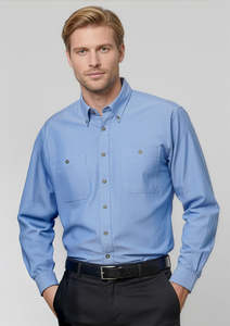 Mens: Chambray Long Sleeve Shirt