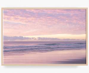 Surfing Wall Art Print: Pastel-toned Paradise