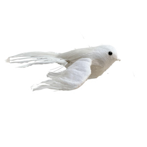 Christmas: White Flying Fantail with Clip Christmas Decoration