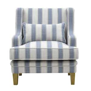 Bondi: Bondi Hamptons Armchair in Blue Sky Stripe Linen Blend