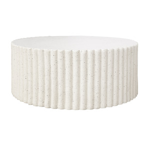 Round Ribbed Coffee Table White Fleck - 106cm x 42cm