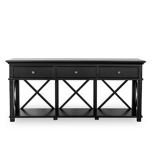 Sorrento Hamptons Black 3 Drawer Console