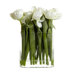 Decor Faux Plants: Tulip in Water in Vase White