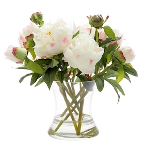 Decor Faux Plants: Peony in Water in Vase White