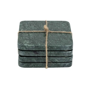 River Marble Coaster Square Green Set of 4