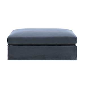 Hampton Ottomans: Marbella Ottoman Navy w White Piping