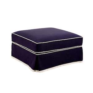 Noosa Ottoman Royal Blue W/ White Piping Cover