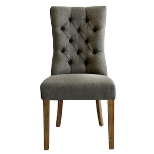 Furniture Best Sellers: Diana Buttoned Hamptons Dining Chair Storm Grey Linen Blend (2 Only left in stock)