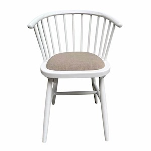 Furniture Best Sellers: Noah Round Curved Strip Back Dining Chair White (2 only left in stock)