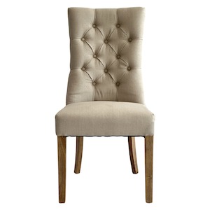 Furniture Best Sellers: Diana Buttoned Hamptons Dining Chair Beige Linen Blend