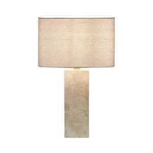 Lamps: Imperial Travertine Table Lamp w/ Natural Linen Shade