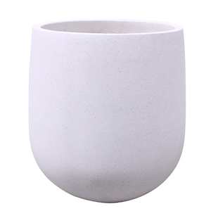 Oamaru White terrazzo Round Pot with White Stones - Large