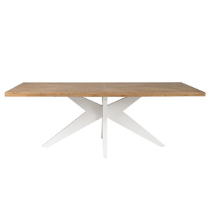 Furniture Dining Tables: Mudgee Hamptons 220cm Dining Table Timber Top White Cross Leg