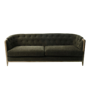 Louis 3 Seater Green Sofa with Washed Oak Frame
