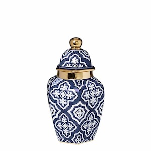 Clarkson Blue & Gold Ginger Jar Small