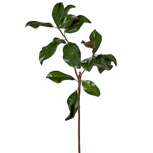 Decor Faux Plants: Magnolia Leaves Stem Green 90cm