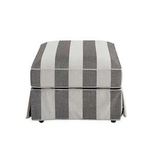 Ottoman Slip Cover - Noosa Grey Cream Stripe